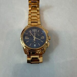 Longines Gold Tone Men's Chronograph Watch with Blue Dial